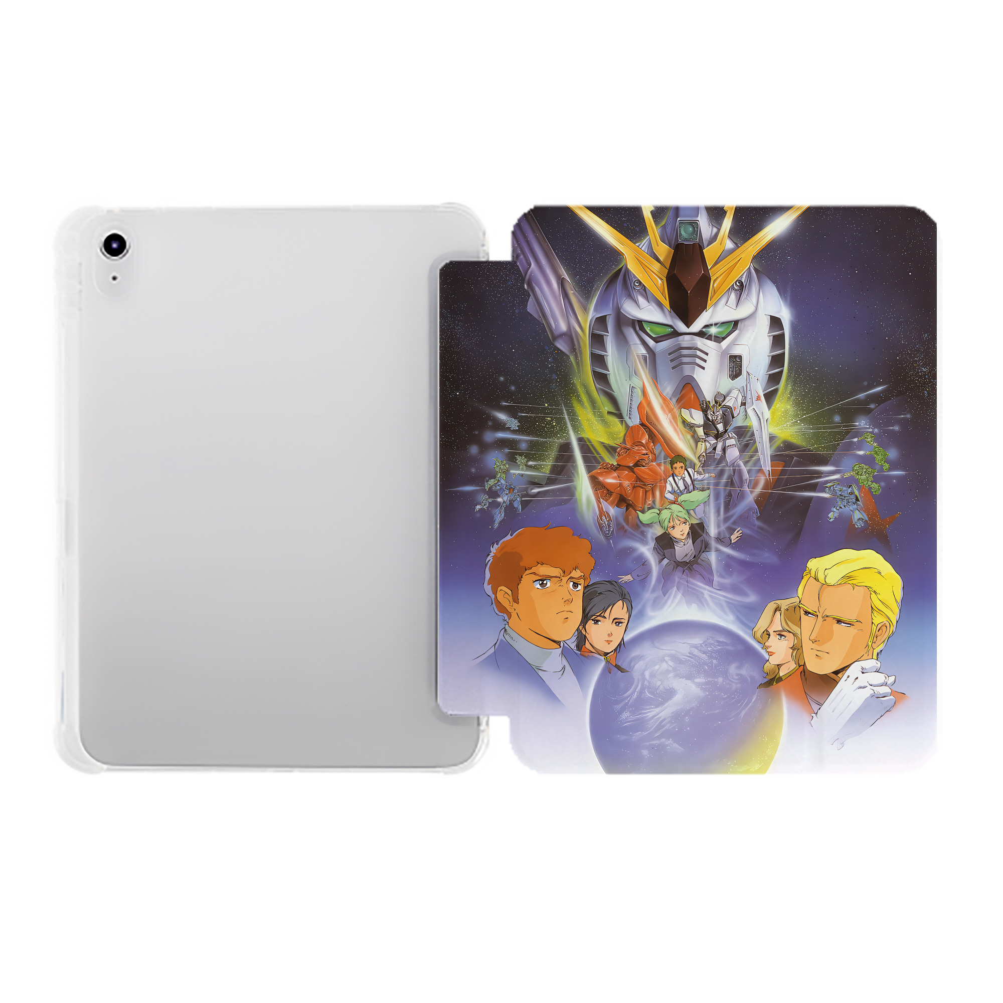 （画像用） 機動戦士ガンダム Mobile Suit Gundam IPad ケース ペン収納付き 三つ折りスタンド PUレザー×シリコン 対応機種9.5/10.5/10.9インチ